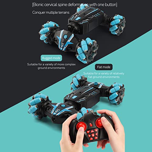 GoolRC Gesture Sensing RC Stunt Car with Light & Music, 4WD 2.4GHz Remote Control Car, Hand Controlled RC Cars with Double Sided 360?Rotating and Cool Spray (Blue)