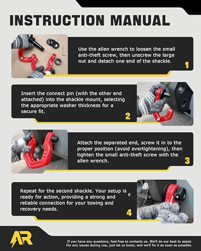 D Ring Shackles, 3/4" Separate Shackles with 7/8" Pin, Heavy Duty Recovery Shackle 57320lbs Break Strength, 4x4 Off-Road Recovery Towing Winch Shackles for Trucks, Red Red 2-Pack | Quick Shackles with 7/8" Pin, Heavy Duty Recovery Shackle, 4x4 Off-Road Re