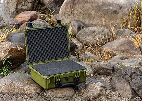 MEIJIA All Weather IP67 Waterproof Hard Camera Case,Hard Protective Case,Hard Case with Customizable Foam,Fit Use of Drones,Camera,Equipments,Pistols(Green,15.98x12.99x6.85inches) - color: Green, size: 15.98x12.99x6.85inches
