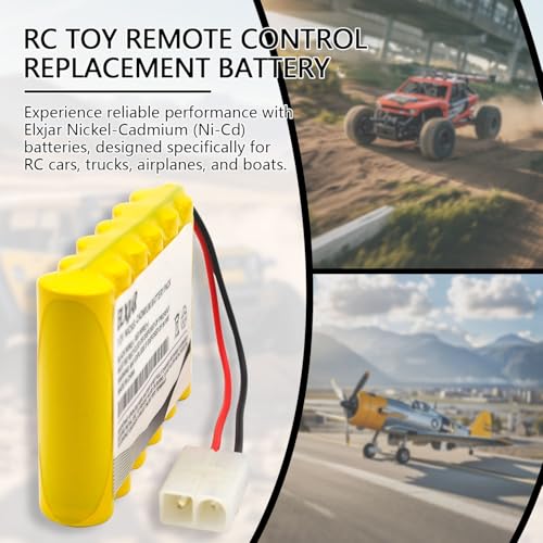 (2-Pack) 7.2V 800mAh Ni-Cd Battery with Tamiya Plug for RC Vehicles | Includes 2 USB charging cables; 6-cell AA pack with 4-inch wire for compatible RC cars, trucks, boats and toys.