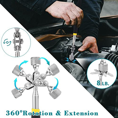 3 Pieces Magnetic Trays with 8LBs Telescoping Magnetic Pick-up Tool Set, 9.5" Rectangle, 2 Pieces 4" Stainless Steel Magnet Parts Tray for Screws, Sockets, Bolts, Mechanic's - size: 9.5", 2 x 4"+8LB Pickup