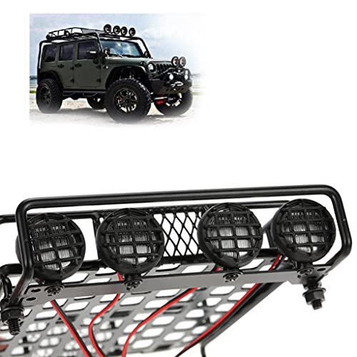 misppro 1/10 RC Climbing Car Accs Roof Rack Luggage Carrier W LED Light Bar