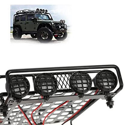 misppro 1/10 RC Climbing Car Accs Roof Rack Luggage Carrier W LED Light Bar