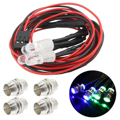 4 LEDs RC LED Light Headlights Taillight Kit Accessories Compatible with Traxxas HSP Tamiya Redcat RC4WD Axial SCX10 RC Cars Truck Tank Crawler(4 Green) - color: Green