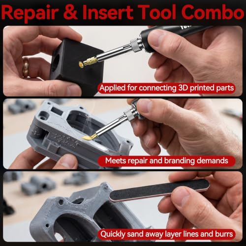 Threaded Inserts Set 350pcs M2-M8 and 9 Repair Tips Digital Soldering Iron | YUWEIC Heat Set Insert 350pcs M2-M8,9 Repair Tips,60w Digital Soldering Iron, 2 Polishing Strip, Tweezers, for 3D Printer - size: M2-M8+350Pcs Heat Inserts