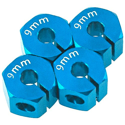 Aluminum Alloy 12mm Wheel Hex Hub Drive Adapters with Pins Screws Compatible with Axial SCX10 HSP HPI Tamiya Redcat 1/10 RC Crawler Car (9mm, Blue) - color: Blue, size: 9mm