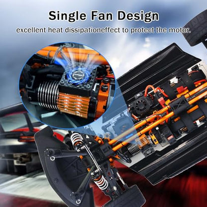30mm RC Cooling Fan,28000RPM Alluminum Motor Fan with Heatsink for RC Car 1/8 1/10 Scale 540 550 3650 3660 3670 Motor Orange - style: Orange-single Fan for 36mm Motor