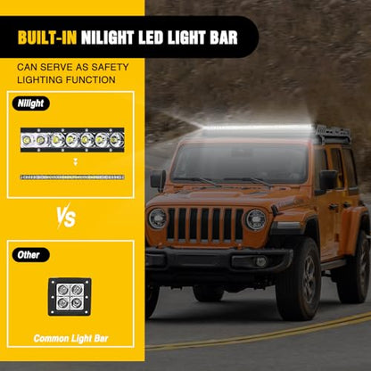 Nilight Roof Rack Cargo Basket with LED Light Bar Compatible with 2007-2026 Wrangler JK JL Unlimited & Gladiator JT 4 Door Hardtop, JKU JLU Luggage Rooftop Storage Carrier - color: JK/JL/JT Roof Rack