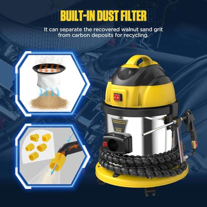 Walnut Blaster, with 23 Pcs Adapters & 2KG Walnut Blaster Kit for Carbon Cleaning, Automotive Engine System Intake Pipe Exhaust Valve Cleaning Machine, 1200W - size: 1200W Walnut Blaster
