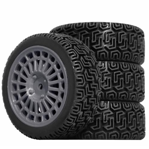 1/10 RC On-Road tires 68mm Rally Car Tire and Plastic Wheels 12mm Hex good drifting power for 1/10 RC On-Road Touring Drift Car HPI Kyosho FAZER MK2 HSP Tamiya XV01 TT01%t054+1 (Grey) - color: Grey