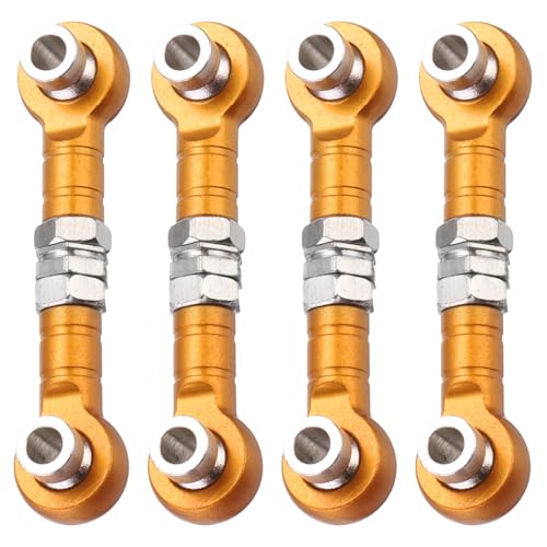MECCANIXITY 4pcs Steering Servo Turnbuckle Rod RC Aluminum Alloy Linkages for HSP 1/10 94123 On-Road RC Car(Yellow) - color: Yellow, size: 32mm