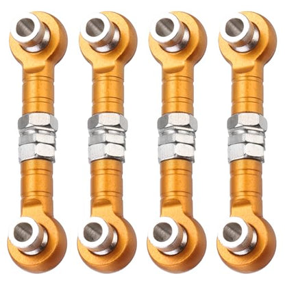 MECCANIXITY 4pcs Steering Servo Turnbuckle Rod RC Aluminum Alloy Linkages for HSP 1/10 94123 On-Road RC Car(Yellow) - color: Yellow, size: 32mm