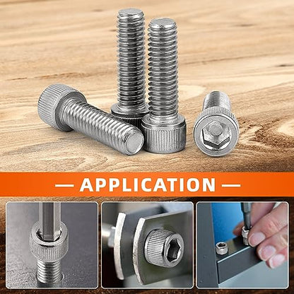 M8-1.25 x 25mm Socket Head Cap Screws Bolts, Allen Socket Drive, Stainless Steel 18-8 (304), Full Thread, Bright Finish, Machine Thread, 20 PCS - size: M8 x 25mm