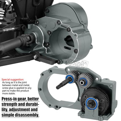 Metal Magnum 272R Assembled Transmission Upgrades Part for 1/10 Slash/Rustler/Stampede/Bandit 2WD VXL. Gearbox Transmission Bundle with Tooth Spur Gear Hops Up. #9495(Titanium) - color: Titanium(for 1/10)