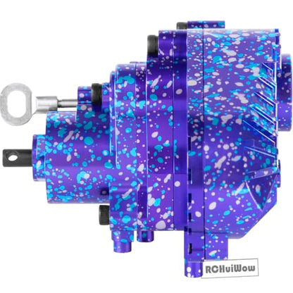 RC Transmission w/Gear Upgrades Part for 1/10 SCX10 AXI03004 Capra 1.9 UTB,Aluminium Alloy Complete Gearbox Transmission Case with Gear,Mix Purple&Blue - color: Multicolorred(1set)