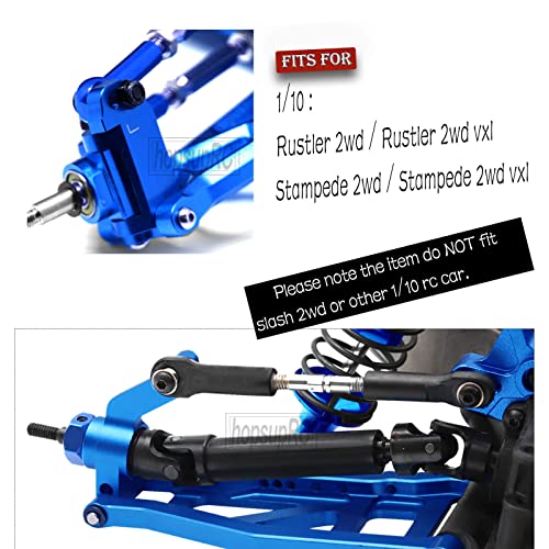 RC Stainless Steel Drive Shaft CVD Axles Upgrades Part for 1/10 Rustler/Stampede VXL 2WD,Alloy Suspension A Arm,Aluminum Caster Block & Steering Blocks & Rear Stub Carriers,Navy Blue - color: Navy Blue
