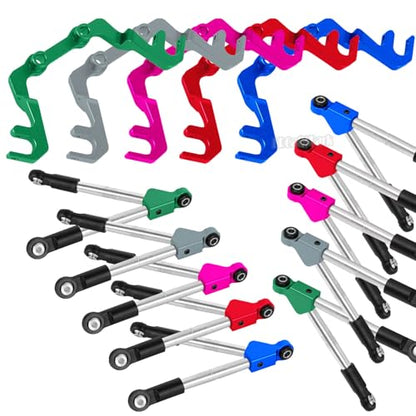 RC Front Tie Rods with Stabilizer Upgrades Part for 1/10 Slash 4X4 LCG,Alloy Aluminium Front Positive and Negative Teeth Pull Rod + Fixed Code Combination-Set,Pink - color: Pink - (Upgrades)