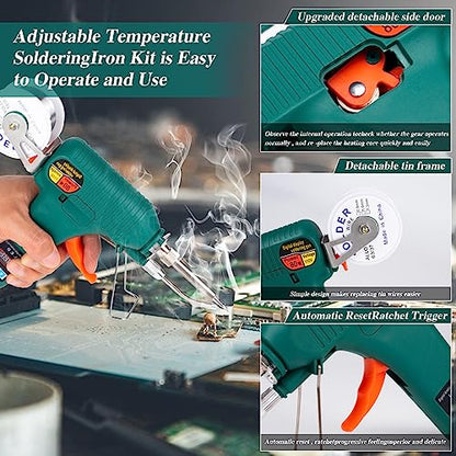Soldering Gun Kit - Soldering Iron Kit with Adjustable Temp 180-520°C,ON/OFF Button,80W LED Digital Internal Heat Soldering Gun,Auto Send Tin Soldering Kit for Electronics Welding Repair DIY