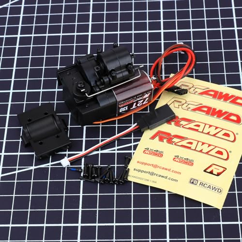 RCAWD Full Metal 2-Speed Transmission Gearbox with Base for FMS 1/18 Crawler Parts(Black - color: Black