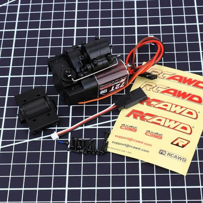 RCAWD Full Metal 2-Speed Transmission Gearbox with Base for FMS 1/18 Crawler Parts(Black - color: Black