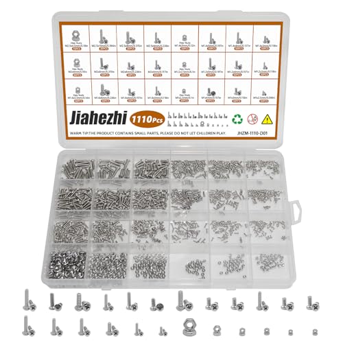 1110 Pcs 304 Stainless Steel Micro Screws Nuts Kit | M1 M1.2 M1.4 M1.6 M2 M2.5 Metric Assortment, Phillips Pan Head for Arduino RC Electronics DIY - size: M1/1.2/1.4/1.6/2/2.5-1110 Pcs