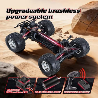 FMS 1/10 Ford F-100 Brushless RC Truck, 1973 Licensed RC Car for Adults, 55KM/H High Speed 2WD RC Crawler, Hobbywing 60A ESC & 3652 Motor, All-Metal Gears & Steel CVD Drive Shafts, RS (Blue/Green) - color: Navy Blue