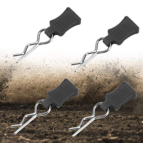 4pcs Universal RC Car Body Clips with Pull Tabs Pins for 1/8 1/10 /12 RC Car Shell Replacement Parts (Black) - color: Black