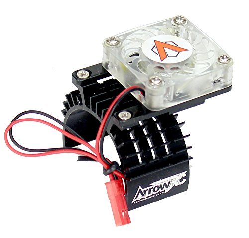 Arrow RC Motor Heatsink 540 Size w/Cooling Fan for Traxxas Slash 2WD, Stampede 2WD, Rustler & Bandit (Black)