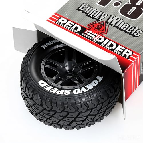 1/10 RC Short Course Truck Tires and Wheels with 12mm 14mm 17mm Hex 110mm 1/8 Rubber Tyres for 1/10 RC Truck ARRMA ARA3521T3 Traxxas 68154-4-GRN - Slash BL-2S (Black) - color: Black