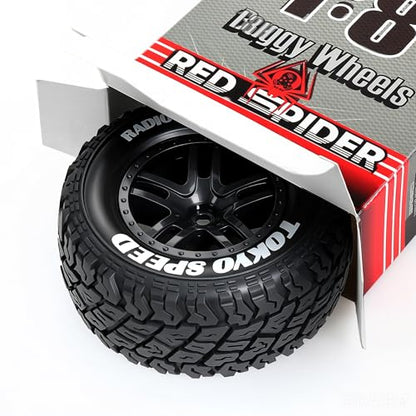 1/10 RC Short Course Truck Tires and Wheels with 12mm 14mm 17mm Hex 110mm 1/8 Rubber Tyres for 1/10 RC Truck ARRMA ARA3521T3 Traxxas 68154-4-GRN - Slash BL-2S (Black) - color: Black
