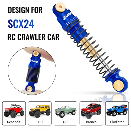 OGRC 42mm RC Shocks Absorber Threaded Double Barrel Shocks for AX24 SCX24 | Aluminum Adjustable Shock Damper, for SCX24 AX24 1/24 RC Crawler - color: Blue