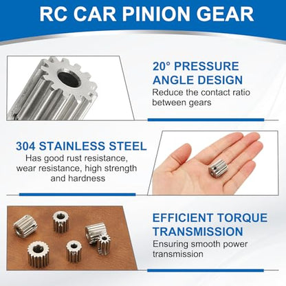 uxcell 2Pcs 1 Mod 13T Spur Gear 5mm Bore, 304 Stainless Steel Pinion Gear, 20°Pressure Angle, for Spur Rack and RC Model Car or Motor DIY - size: 1 Mod 13T, 5mm