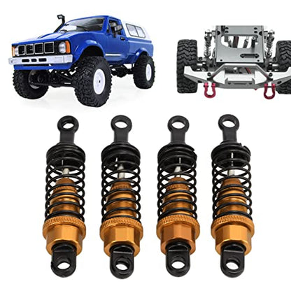 4Pcs Front Rear RC Shock Absorber 64mm Damper Assembled Set | Aluminum Alloy Shock Adjustable Remote Control Gold - size: Gold