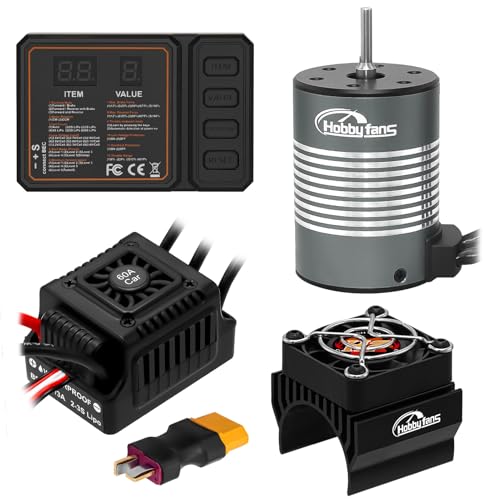 Waterproof S3650 4300KV Brushless Motor 3.175mm Shaft with 60A Brushless ESC Electric Speed Controller Combo Set with Heatsink and Programming Card for 1/10 Remote Control Car Truck, Black - size: 4300KV Motor&60A ESC&Heatsink&Programming Card