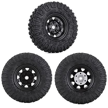 4PCS 1.55 inch 85mm Rubber Terrain Crawler Tires Metal Beadlock Wheel Rims Tires Set Compatible with 1/10 RC Crawler Car Axial AX90069 D90 TF2 Tamiya CC01 LC70 MST JIMNY (Black) - color: 85mm-black