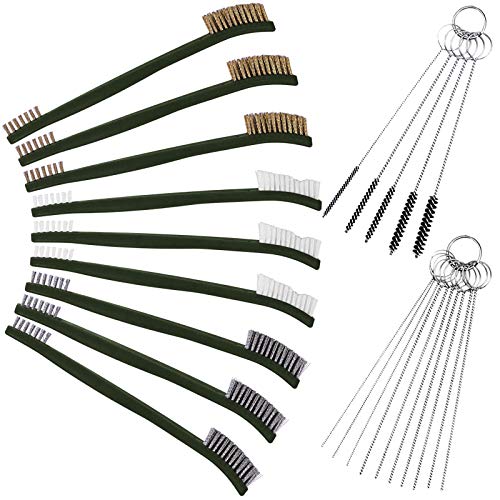FineGood 9 Pcs Wire Brush Set - Carb Cleaner Kit with 3 Brass, 3 Steel, 3 Nylon Brushes for Car Detailing