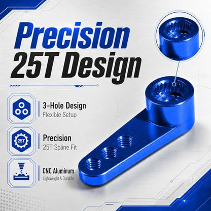 2PCS 25T Aluminum Servo Horn, 3-Hole RC Steering Arm for Futaba Savox MG995 | CNC Aluminum Servo Arm M3 Thread Adjustable Linkage 12mm 16mm 20mm Positions 1/8 1/10 RC Power HD MG996 Crawler Buggy Truck - color: Darkblue