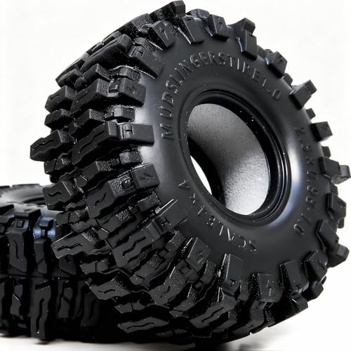 1.0 Tires 64 * 25mm 1.0 Mud Slingers Tires Super Soft Sticky 1.0 Crawler Tyre for RC 1/18 TRX4M 1/24 SCX24 FCX24 Upgrade - style: 1.0 Mud Slingers Tires 64mm