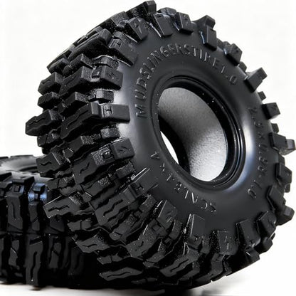 1.0 Tires 64 * 25mm 1.0 Mud Slingers Tires Super Soft Sticky 1.0 Crawler Tyre for RC 1/18 TRX4M 1/24 SCX24 FCX24 Upgrade - style: 1.0 Mud Slingers Tires 64mm