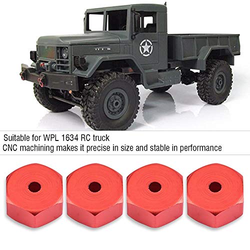 RC Hex Hub Adapter, 4 Pcs Aluminum Alloy 6mm to 12mm Wheel Adapter for RC Trucks Buggies Crawlers Off-Road Racing and Hobbyist Projects (Red)