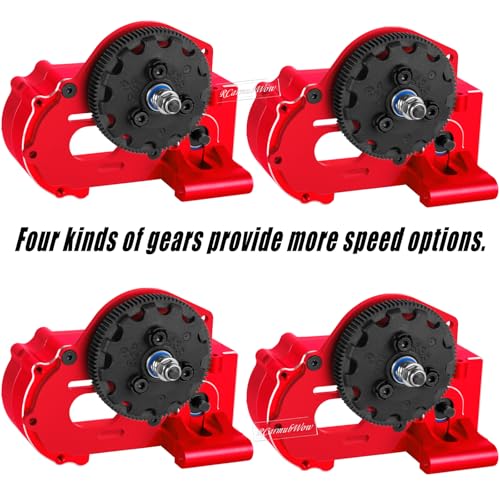 Metal Transmission Complete Upgrades Part for 1/10 Slash/Rustler/Stampede/Bandit 2WD(VXL),Gearbox Case w/76T 83T 86T 90T Gear,Diff,Slipper Clutch & Rebuild Kit,Pressure Plate,Red - color: Red(1set)