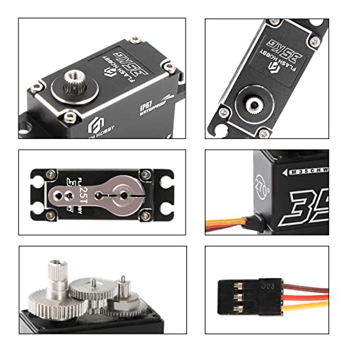 35KG Coreless Servo 8.4V High Torque Full Metal Gear Servo, IP67 Waterproof Steering RC Servo with Control Angle 270° for 1/10 Scale RC Cars, Trucks & Robot Parts (35KG) - style: 35KG