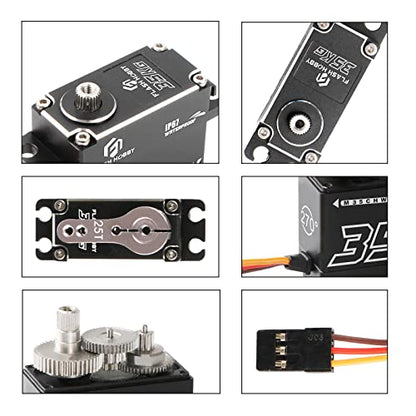 35KG Coreless Servo 8.4V High Torque Full Metal Gear Servo, IP67 Waterproof Steering RC Servo with Control Angle 270° for 1/10 Scale RC Cars, Trucks & Robot Parts (35KG) - style: 35KG