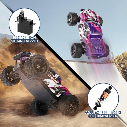 1:18 Scale RC Cars for Adults, 40KM/H Fast RC Cars 2.4Ghz Remote Control Car, 4X4 Off-Road Waterproof Monster RC Truck, Remote Control Truck with 2 Shells and 2 Rechargeable Batteries
