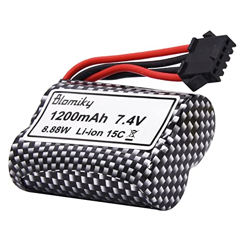 Blomiky 2 Pack 7.4V 1200mAh Li-ion Rechargeable Battery with SM-5P Plug and USB Cable for Some Kind Version TX123 HJ826 RC Boat / R208