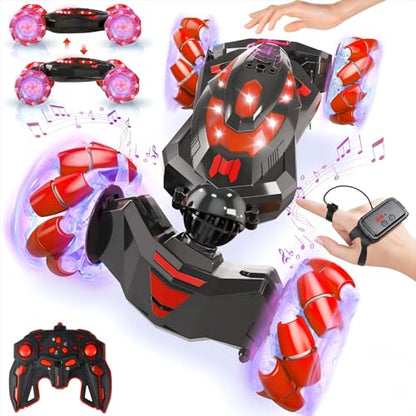 Gesture Sensing RC Stunt Car with Lights Music, Hand Controlled RC Car Toys for Age 5-13, Hand Control Drift Remote Control Twist Cars can 360° Rotation,Presents for Kids