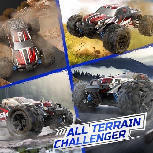 DEERC 9300E Remote Control Car High Speed RC Cars for Kids Adults 1:16 Scale 40 KM/H 4WD Off Road Monster Trucks,2.4GHz All Terrain Toy Trucks with 2 Rechargeable Battery