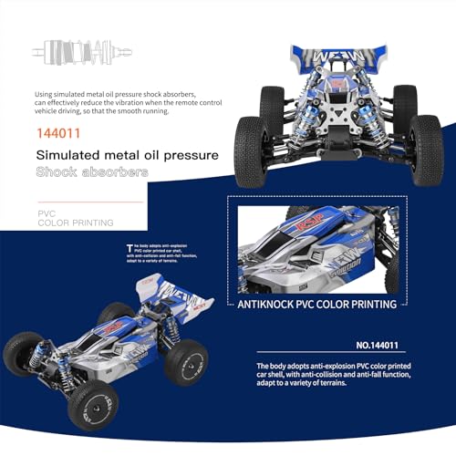 GoolRC WLtoys 144011 RC Cars for Adults, 1:14 Scale Remote Control Car, 4WD 65KM/H High Speed RC Racing Car, 2.4GHz All Terrains Off Road RC Buggy Trucks for Teens - size: 1 Battery