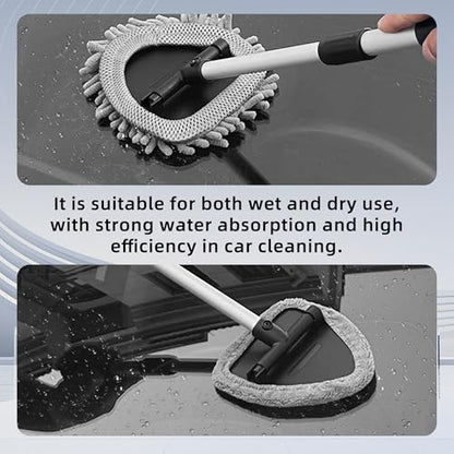 Car Windshield Cleaner, Microfiber Vehicles Window Cleaning Tool with 3PCS Reusable Cloth Pads, Automotive Washing Interior ＆ Exterior Glass Supplies Accessories, Universal Fit (Triangle) - size: Triangle