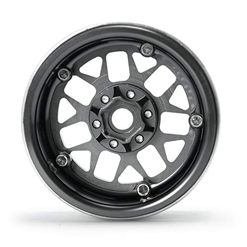 2.2inch Beadlock Wheels Rims 35mm for 1/10th Scale RC Rock Crawler Model Car -Pack of 4 (Titanium color) - color: Titanium